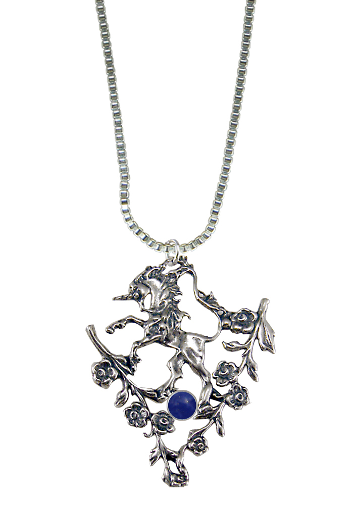 Sterling Silver Unicorn Pendant With Lapis Lazuli